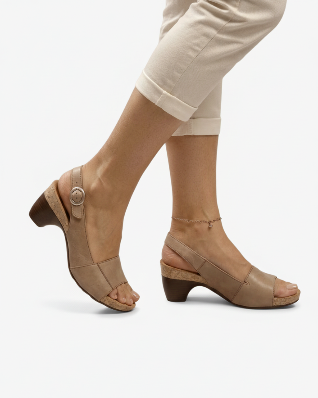 Sandales slingback à petit talon pour femme, décontractées, à bout ouvert