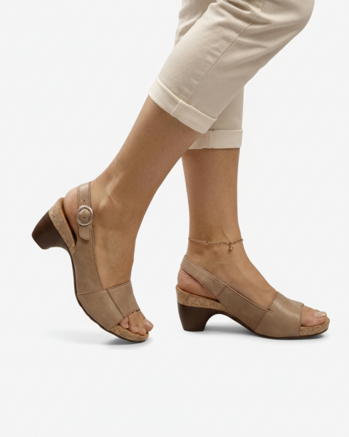 Sandales slingback à petit talon pour femme, décontractées, à bout ouvert