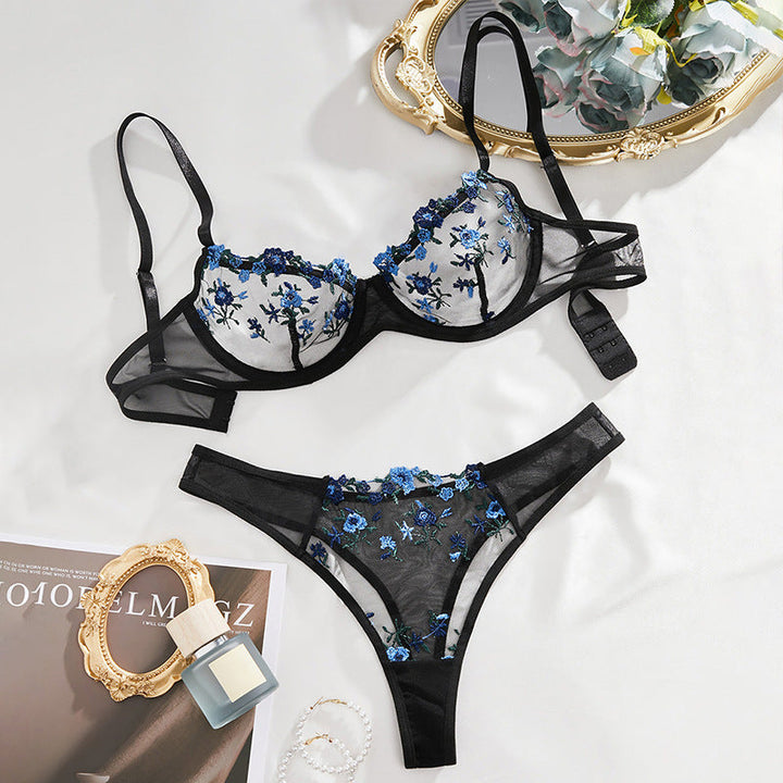 Arielle Lingerie Set – Embroidered Sakura Mesh