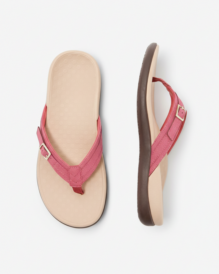 Tongs décontractées pour femmes - Sandales d'été à lanières avec boucle décorative