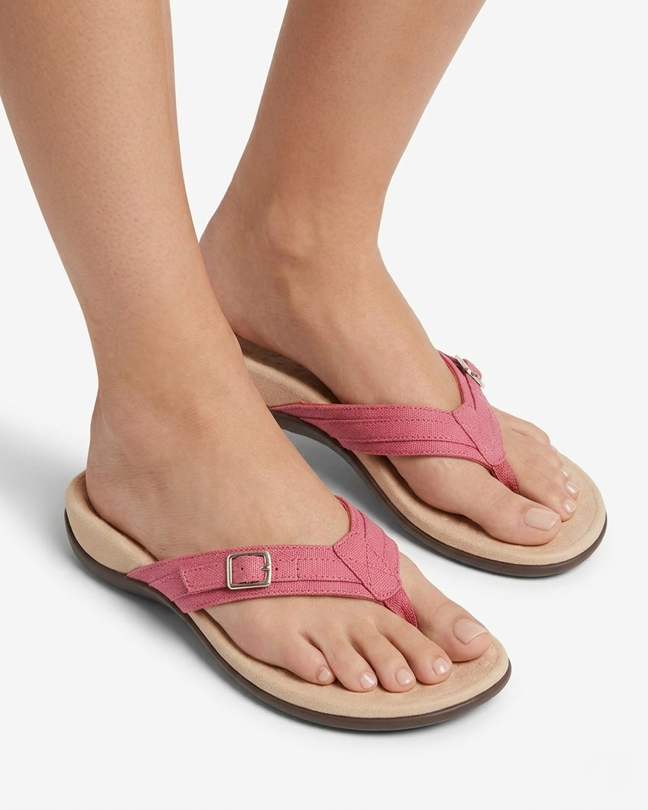 Tongs décontractées pour femmes - Sandales d'été à lanières avec boucle décorative