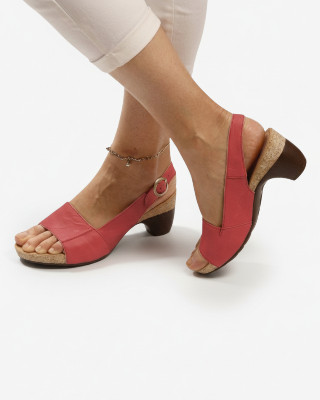 Sandales slingback à petit talon pour femme, décontractées, à bout ouvert