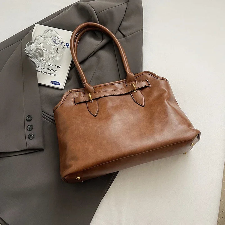 Sac cabas rétro femme cuir PU grand format bandoulière amovible