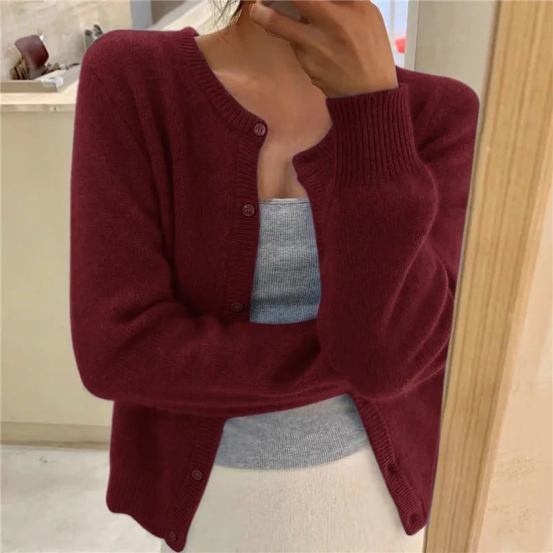 Cardigan femme en maille douce élégant polyvalent toutes saisons