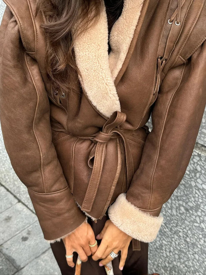 Veste élégante femme doublée chaude coupe raffinée polyvalente