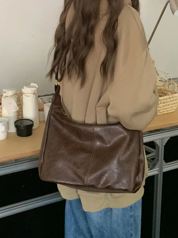 Sac messenger femme cuir PU souple bandoulière réglable décontracté