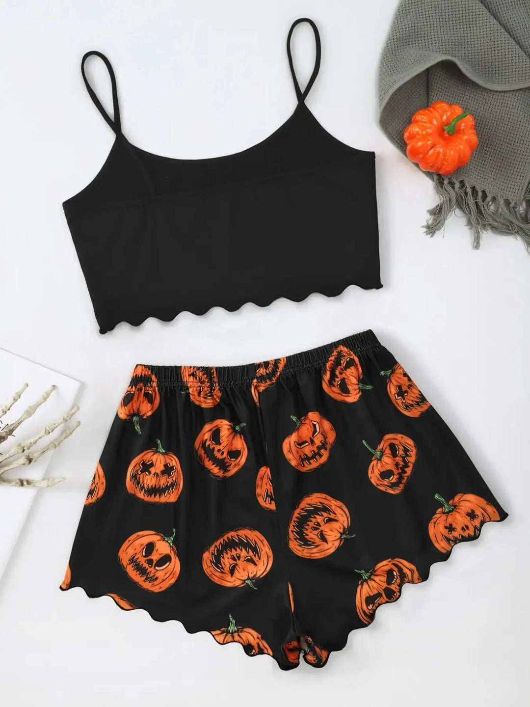 Pyjama Halloween femme tissu doux coupe décontractée imprimé festif