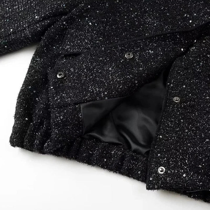 Veste à sequins femme coupe ample col montant élégante