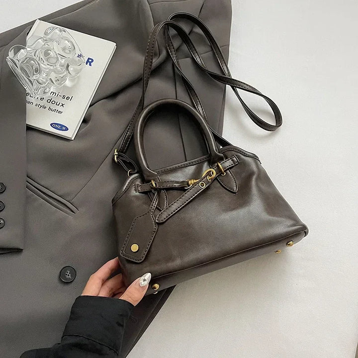 Sac cabas rétro femme cuir PU grand format bandoulière amovible
