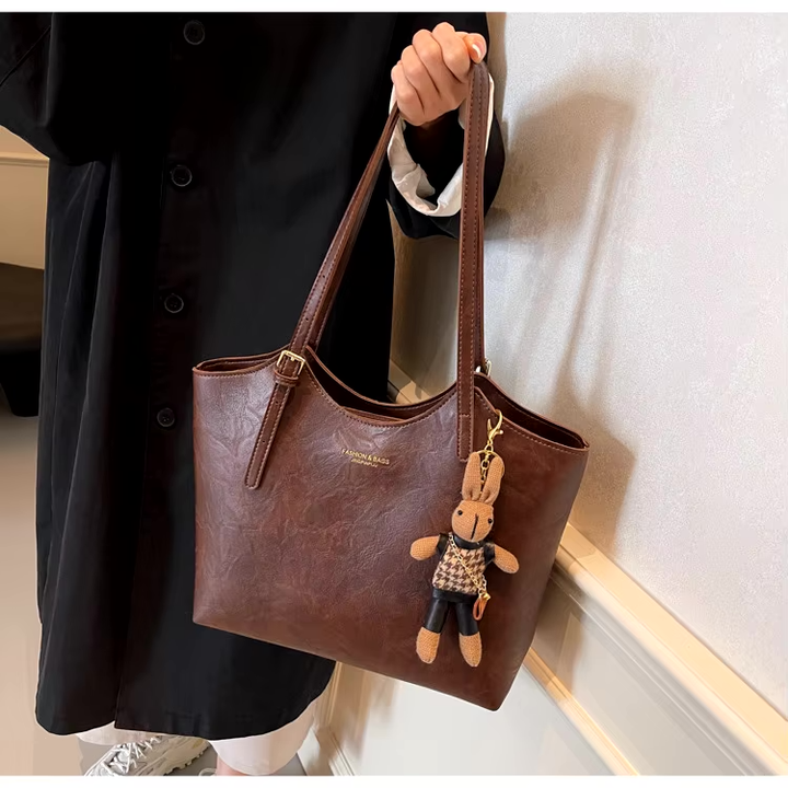 Sac cabas femme cuir végan vintage grand format intérieur spacieux