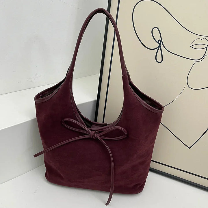 Sac à main femme bicolore nœud élégant cuir végan bandoulière