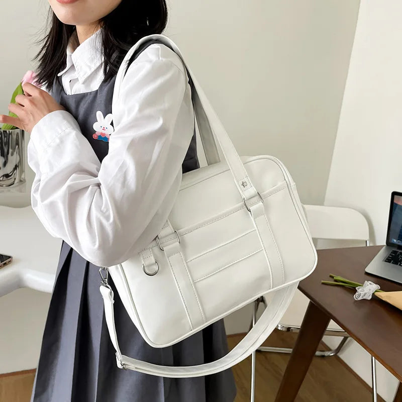 Sac épaule preppy femme cuir PU structuré bandoulière réglable élégant