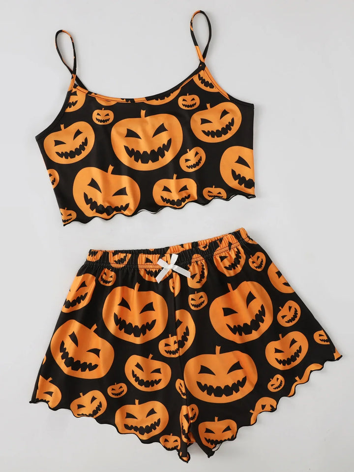 Pyjama Halloween femme tissu doux coupe décontractée imprimé festif