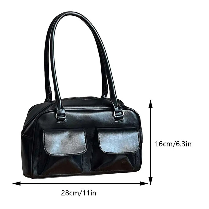 Sac satchel rétro femme cuir PU structuré poches avant élégant