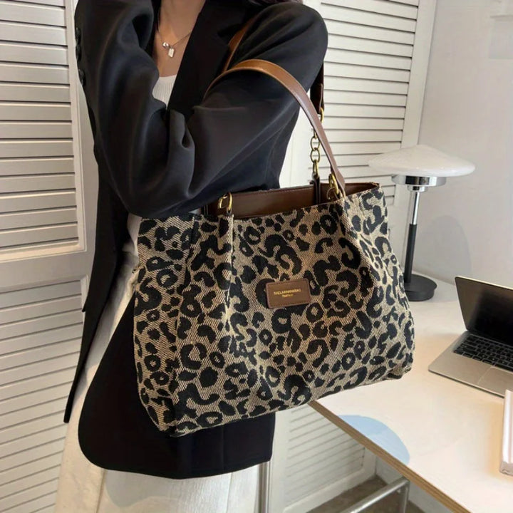 Sac cabas léopard femme grand format toile résistante polyvalent