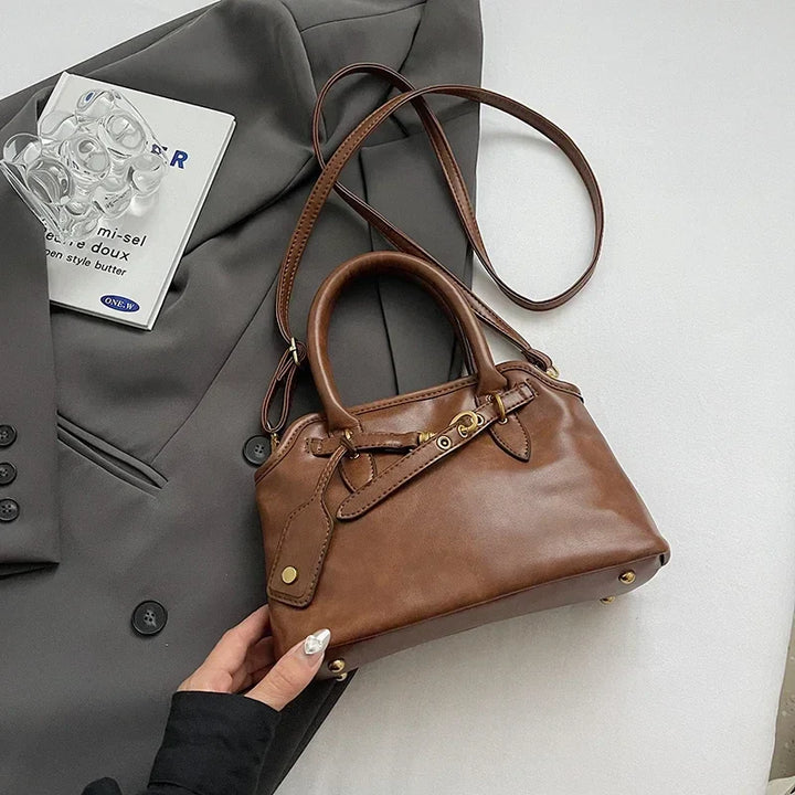 Sac cabas rétro femme cuir PU grand format bandoulière amovible