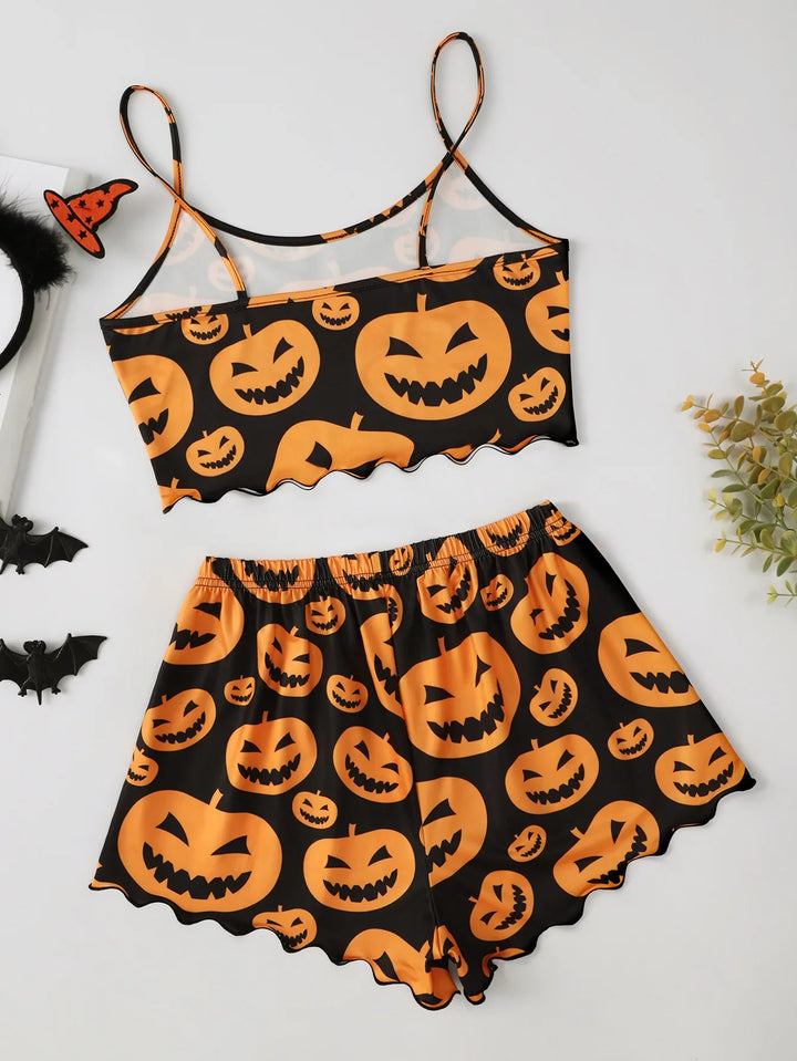 Pyjama Halloween femme tissu doux coupe décontractée imprimé festif