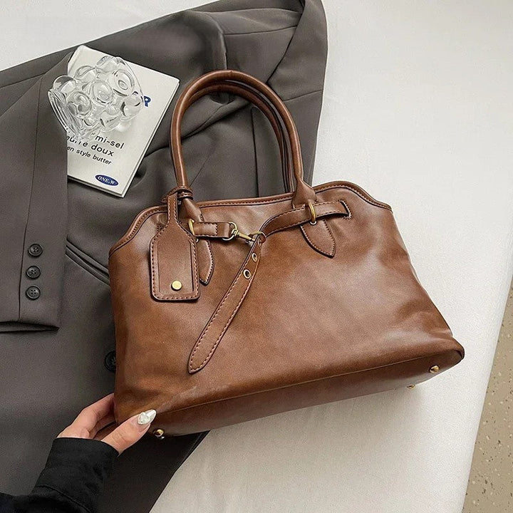 Sac cabas rétro femme cuir PU grand format bandoulière amovible