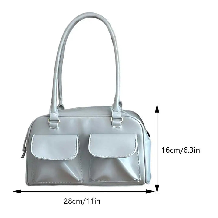 Sac satchel rétro femme cuir PU structuré poches avant élégant