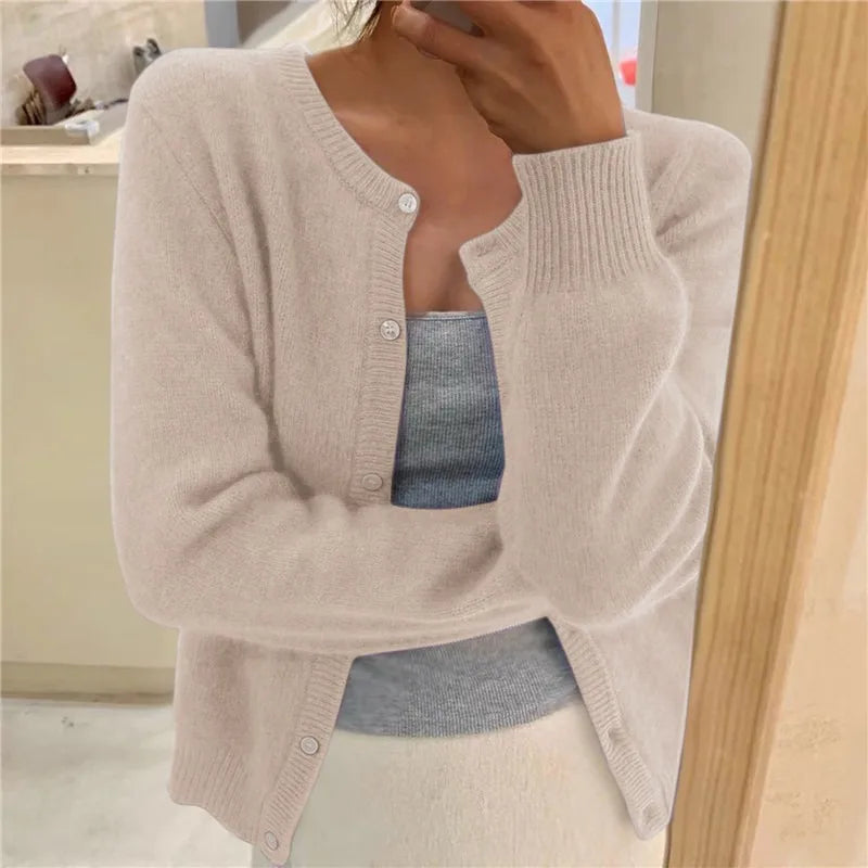Cardigan femme en maille douce élégant polyvalent toutes saisons