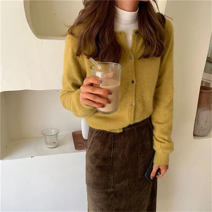 Cardigan femme en maille douce élégant polyvalent toutes saisons