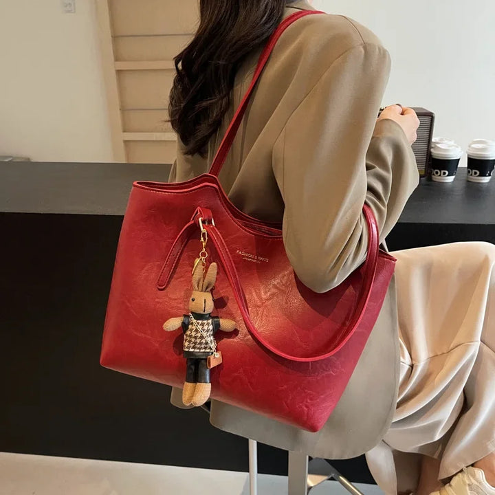 Sac cabas femme cuir végan vintage grand format intérieur spacieux