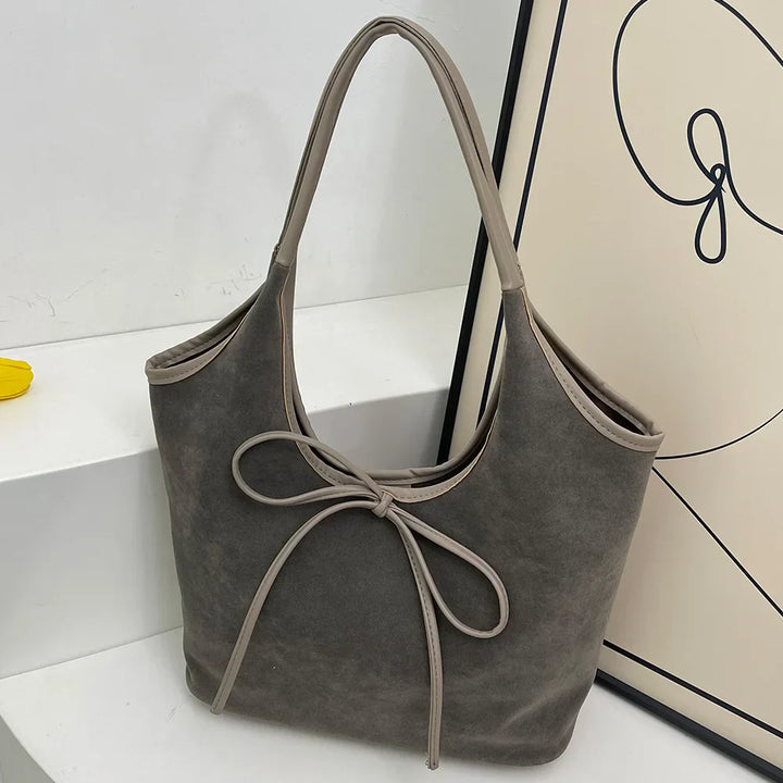 Sac à main femme bicolore nœud élégant cuir végan bandoulière