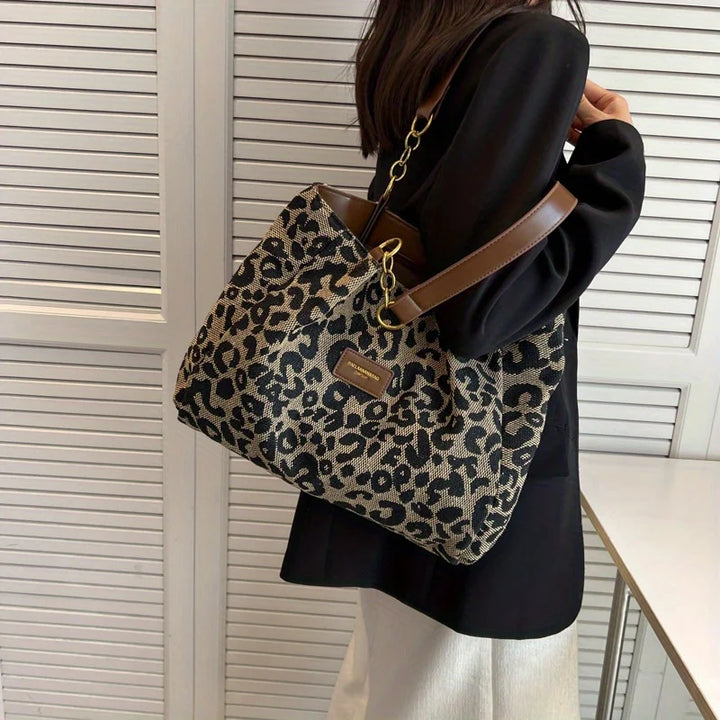 Sac cabas léopard femme grand format toile résistante polyvalent