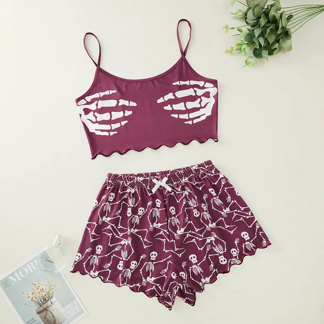 Pyjama Halloween femme tissu doux coupe décontractée imprimé festif