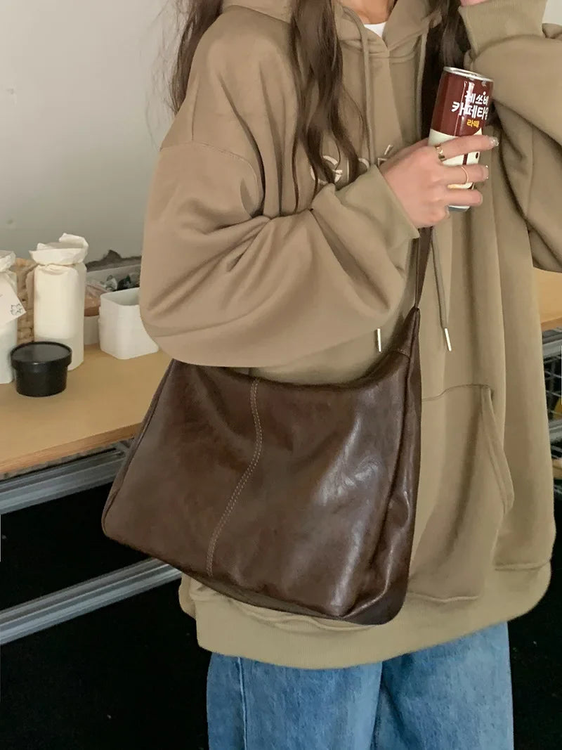 Sac messenger femme cuir PU souple bandoulière réglable décontracté