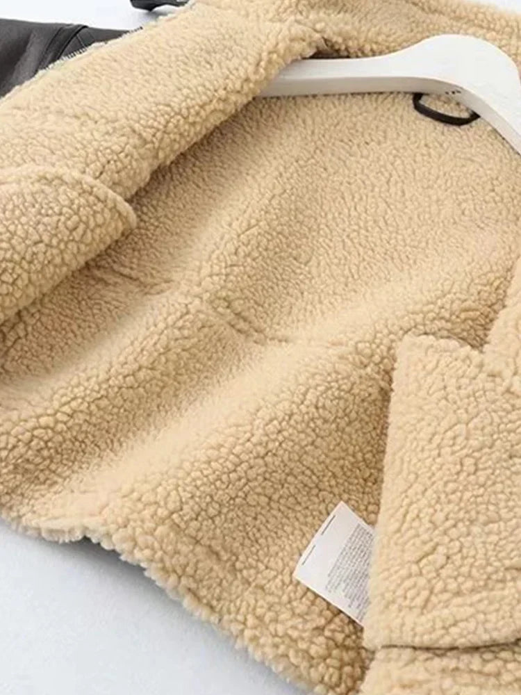 Veste aviateur femme doublure shearling chaude coupe élégante