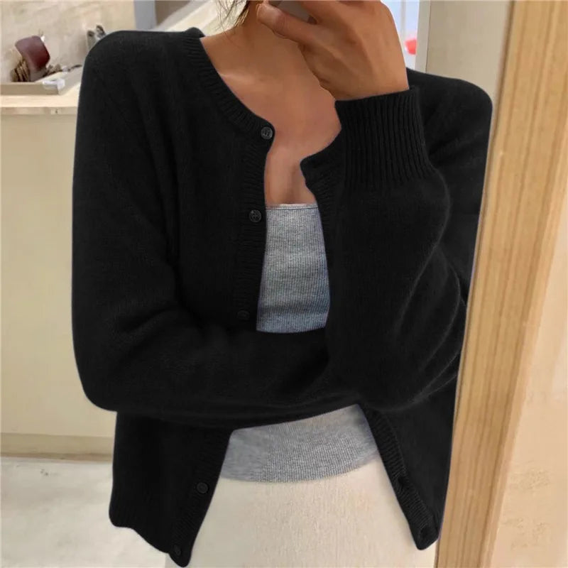 Cardigan femme en maille douce élégant polyvalent toutes saisons