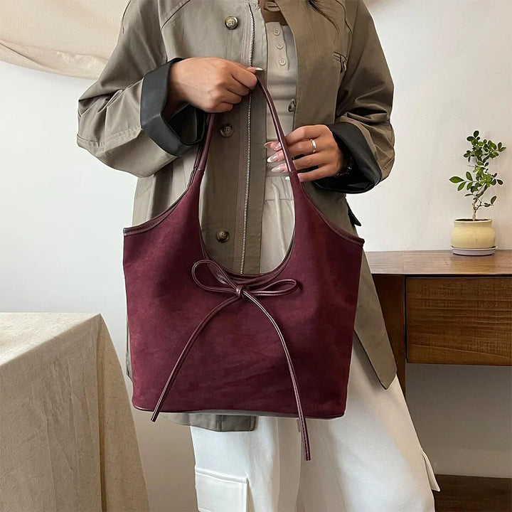 Sac à main femme bicolore nœud élégant cuir végan bandoulière
