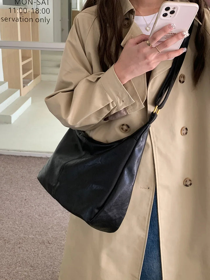 Sac messenger femme cuir PU souple bandoulière réglable décontracté