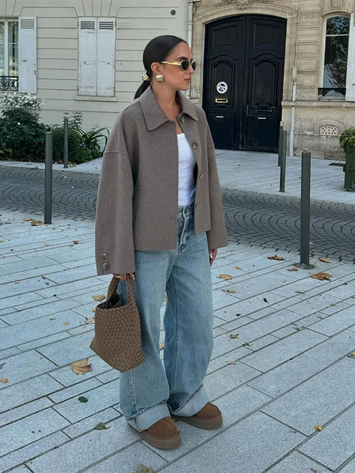 Manteau femme élégant doublure chaude coupe ajustée hiver