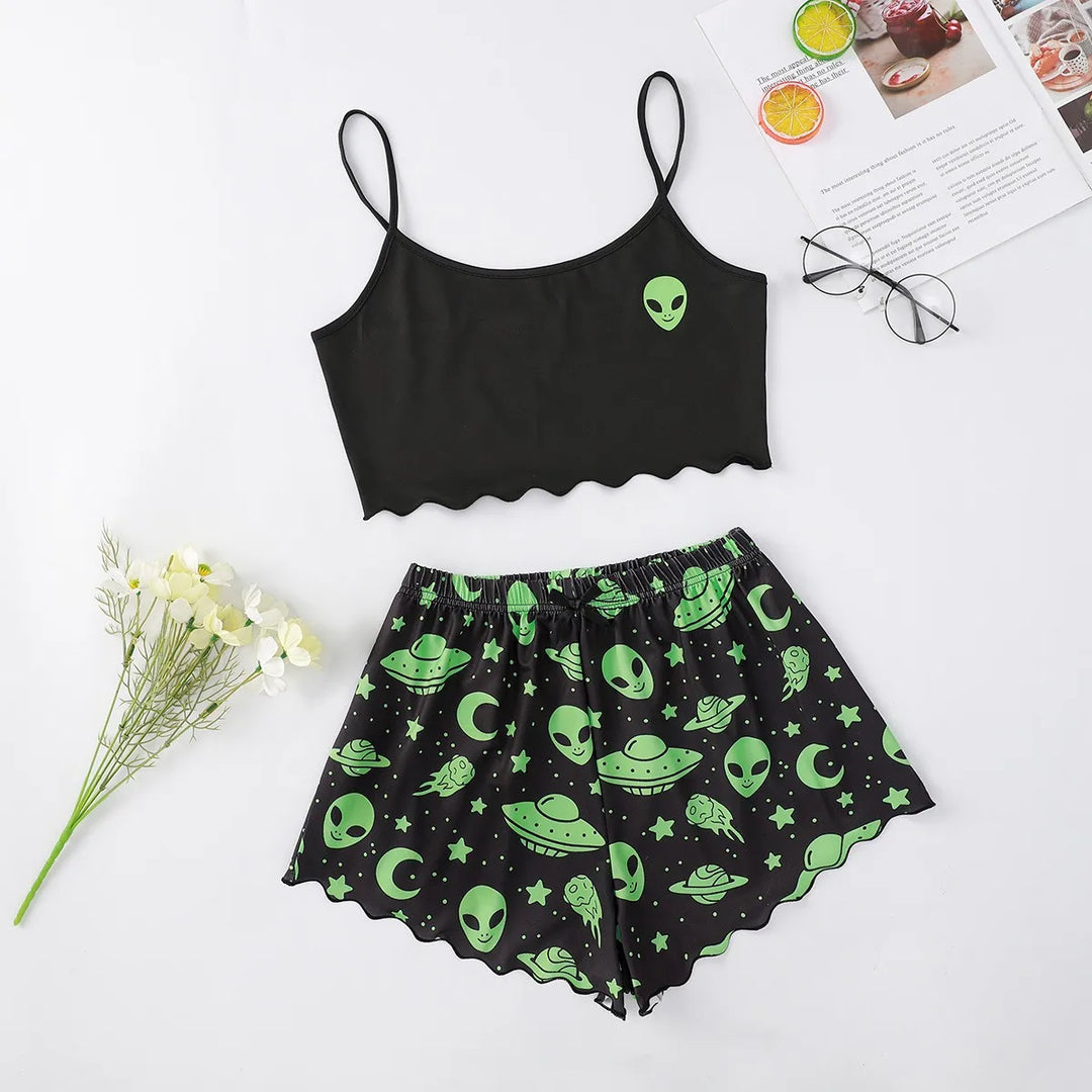 Pyjama Halloween femme tissu doux coupe décontractée imprimé festif