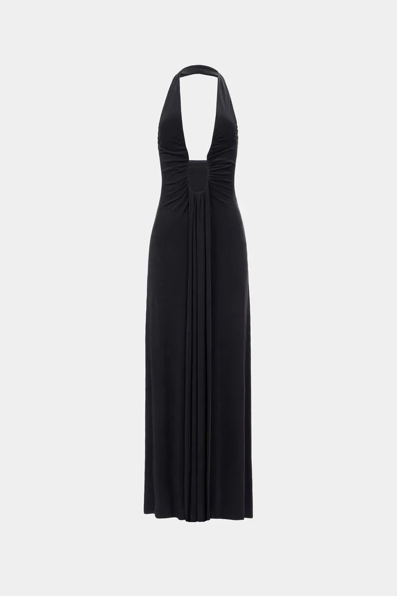 Robe longue ivoire femme décolleté profond armature tissu fluide cupro