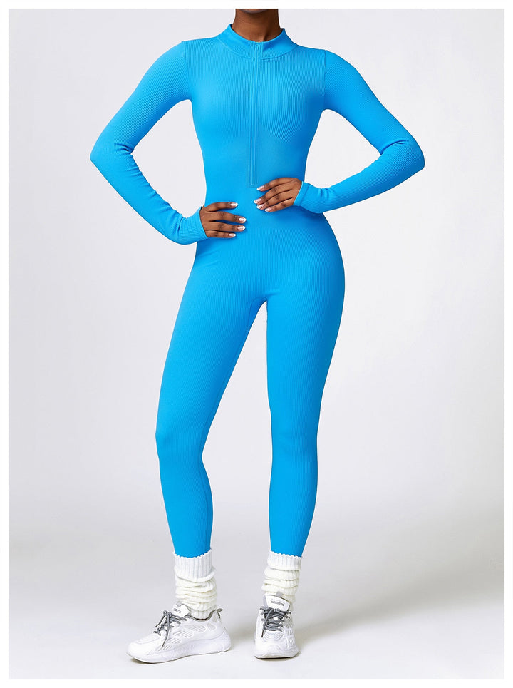 Zip Up Jumpsuit Long Sleeve - Siopie