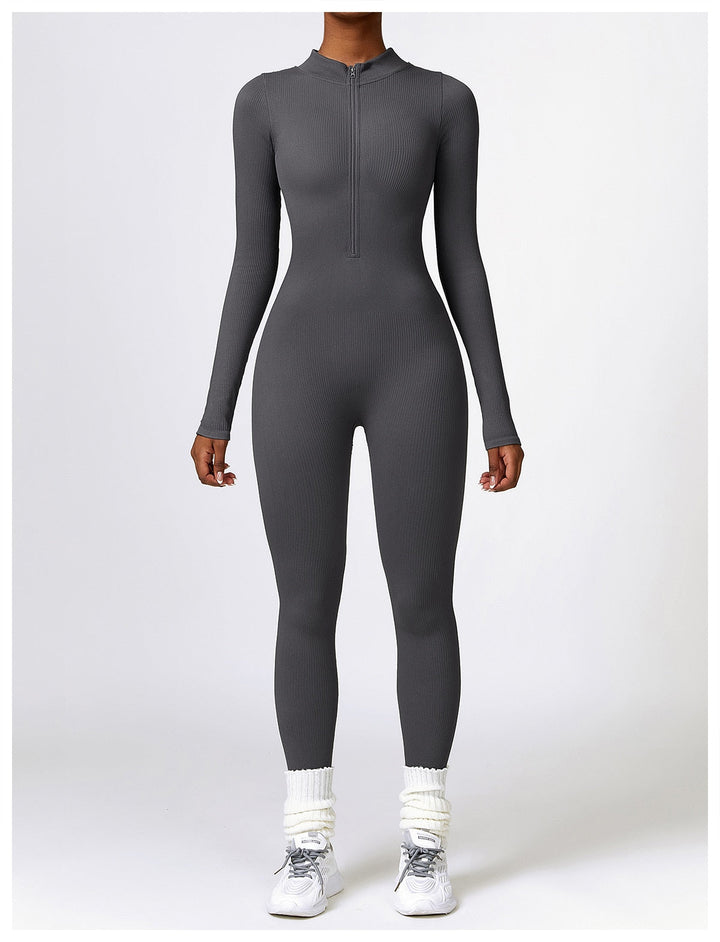 Zip Up Jumpsuit Long Sleeve - Siopie