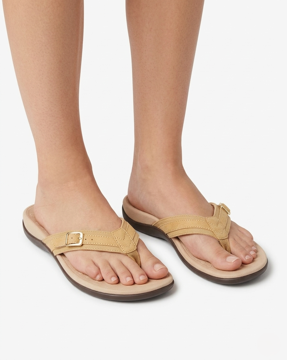 Tongs décontractées pour femmes - Sandales d'été à lanières avec boucle décorative