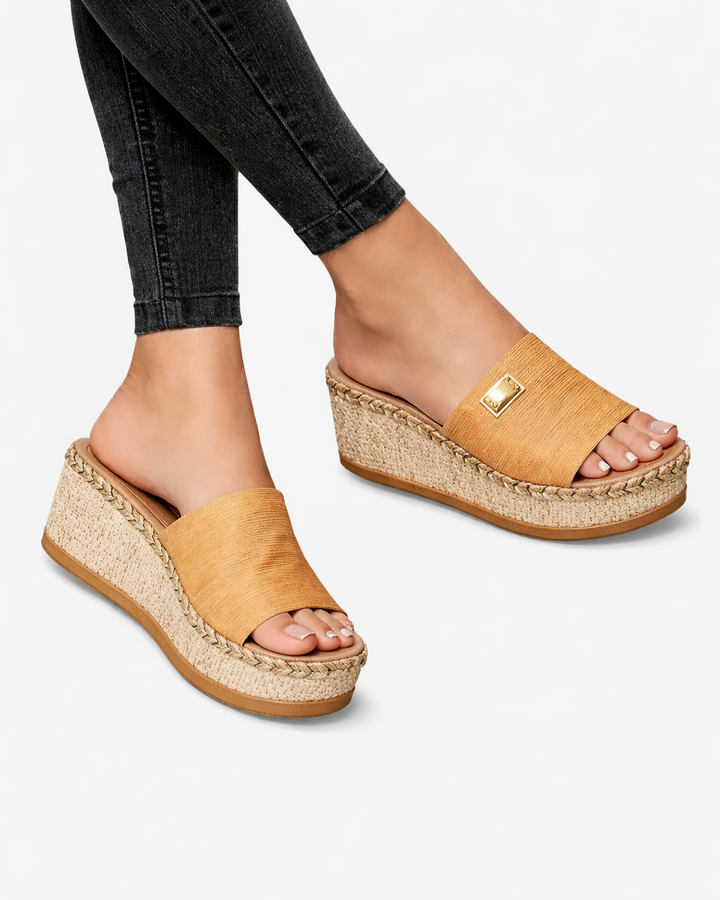 Sandales à plateforme en espadrille à enfiler à bout ouvert