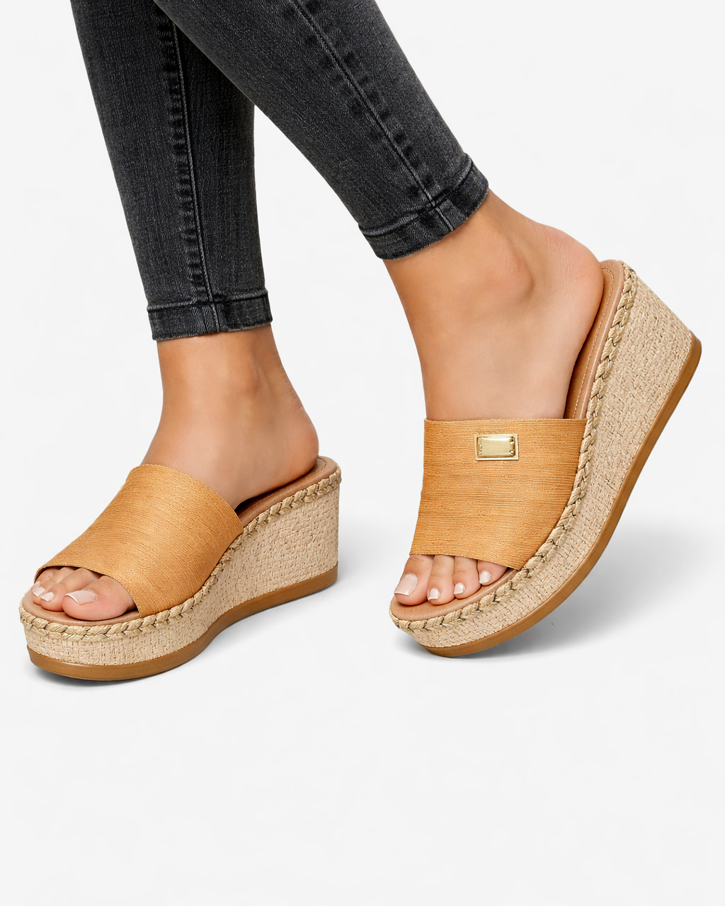 Sandales à plateforme en espadrille à enfiler à bout ouvert