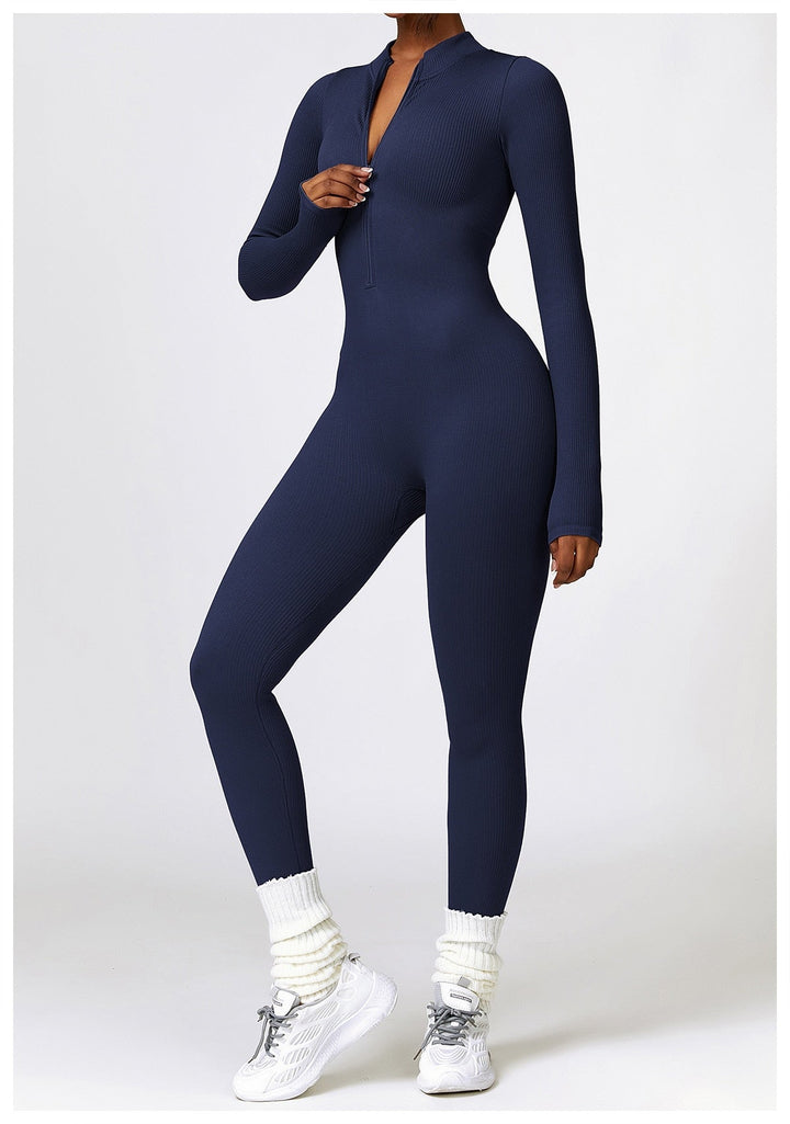 Zip Up Jumpsuit Long Sleeve - Siopie