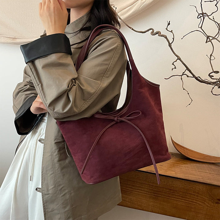 Sac à main femme bicolore nœud élégant cuir végan bandoulière