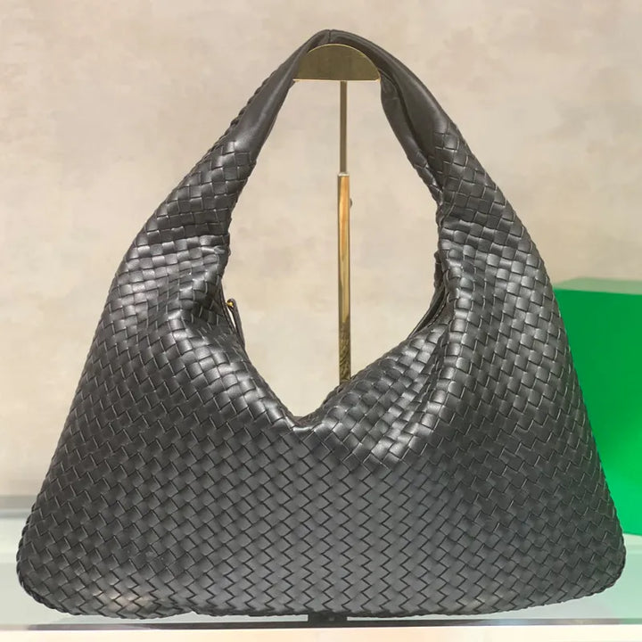 Sac épaule femme cuir PU tressé grand format compartiments multiples