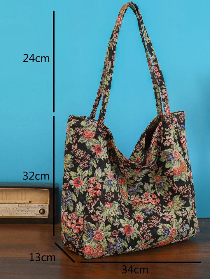 Sac cabas fleuri vintage femme grand format léger et spacieux