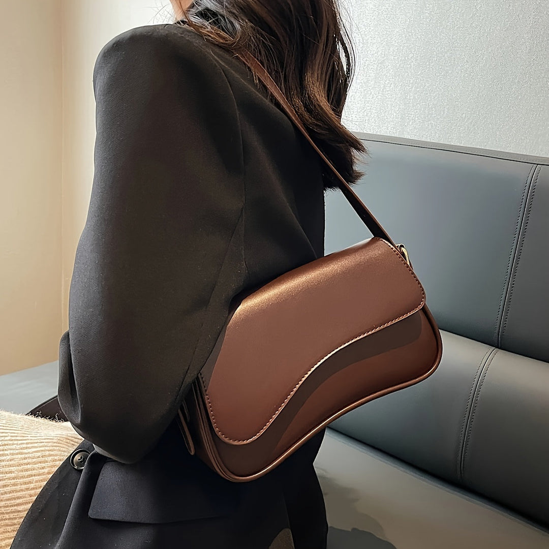 Sac épaule femme rabat élégant bandoulière réglable cuir végan texturé