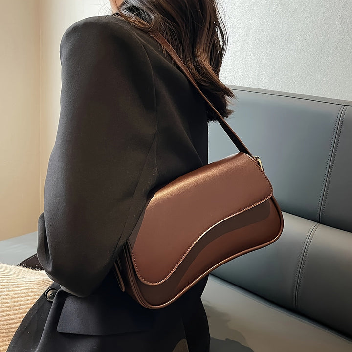 Sac épaule femme rabat élégant bandoulière réglable cuir végan texturé