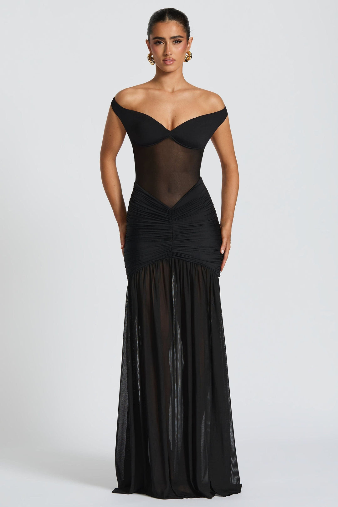 Alya Metallic Maxi Dress – Vibrant Olive Yellow Black Evening Gown