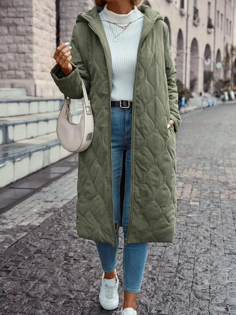 Manteau mi-long femme chaud coupe élégante polyvalente hiver